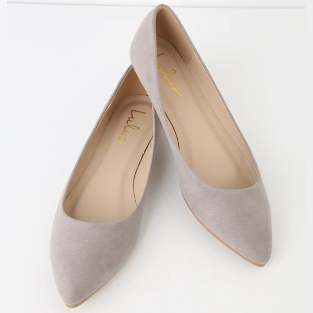 Lulus Holly Grey Suede Flats Size 8